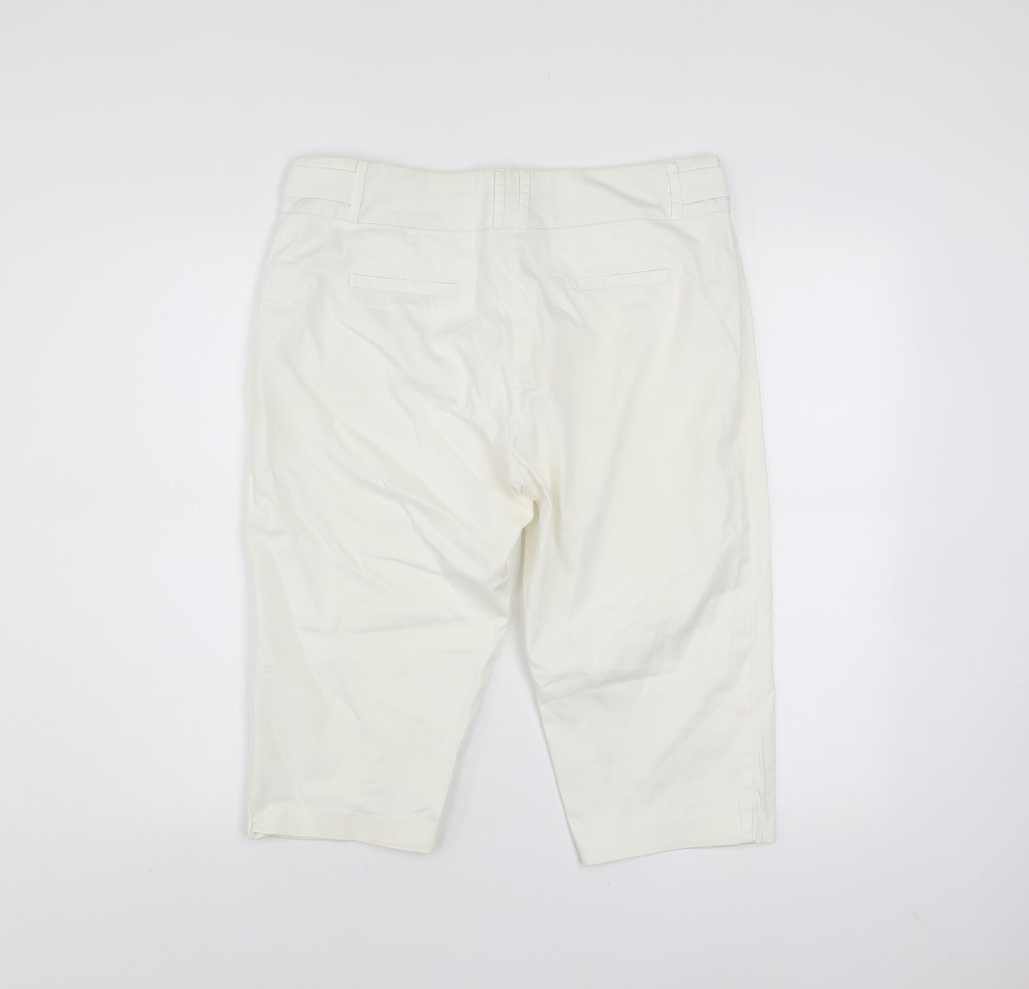 Dunnes Women Ivory Cotton Stretch Capri Trousers Size 12