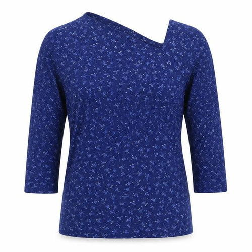 Evita Women’s Blue Floral One Shoulder Long Sleeve Top M