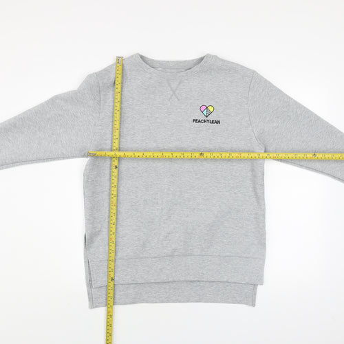 Peachylean Women Grey Pullover Sweatshirt Small Cotton Blend
