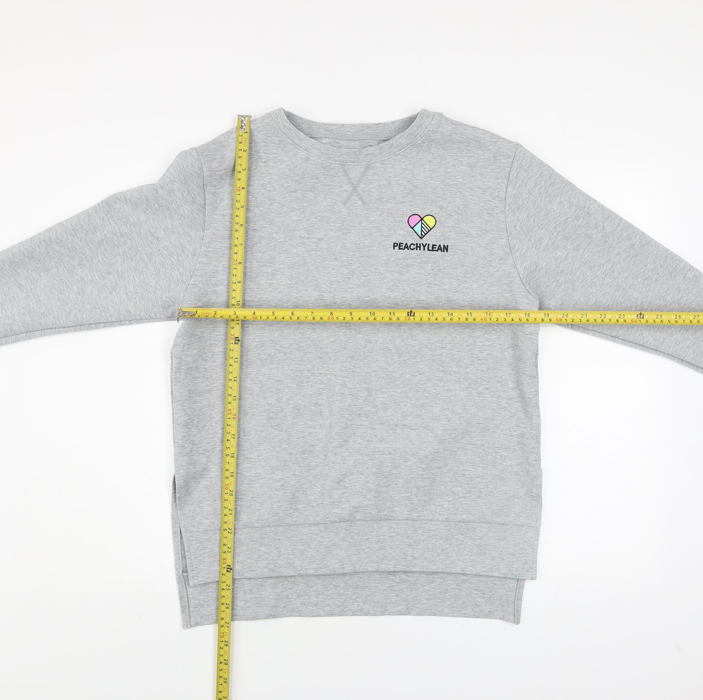 Peachylean Women Grey Pullover Sweatshirt Small Cotton Blend