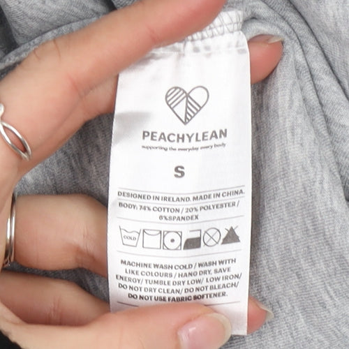 Peachylean Women Grey Pullover Sweatshirt Small Cotton Blend
