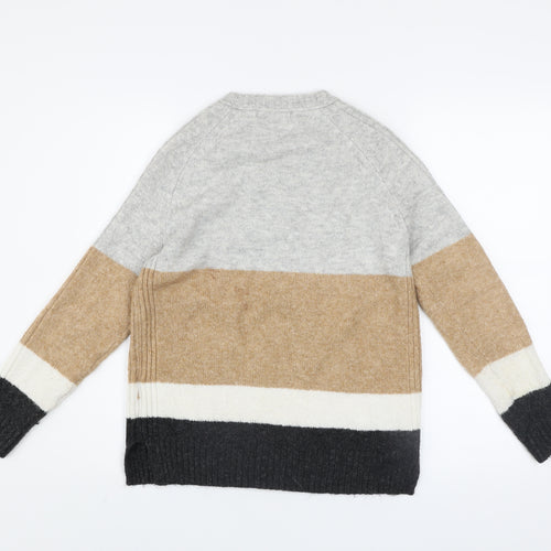 Marks and Spencer Women’s Beige Grey Colour Block Knit Jumper XS