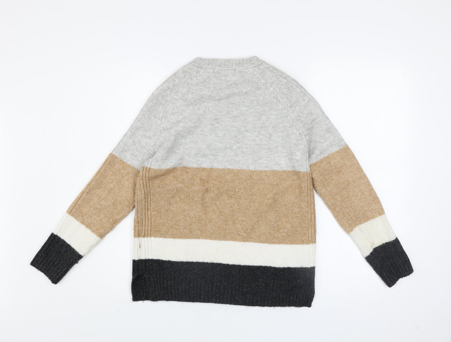 Marks and Spencer Women’s Beige Grey Colour Block Knit Jumper XS