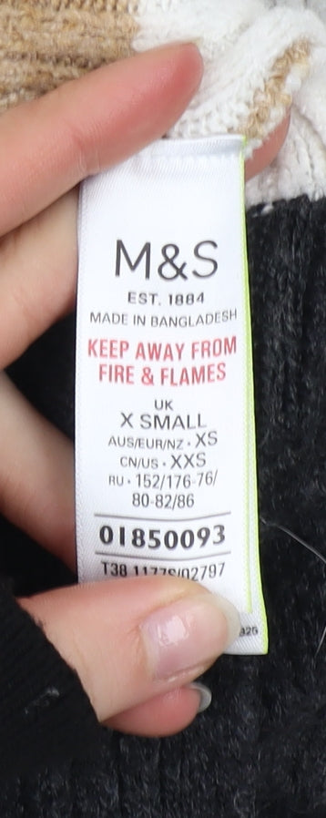 Marks and Spencer Women’s Beige Grey Colour Block Knit Jumper XS