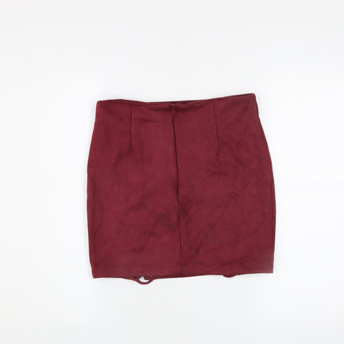 ONLY FASHION Women's Red Lace Up Short Stretch Skirt Size M