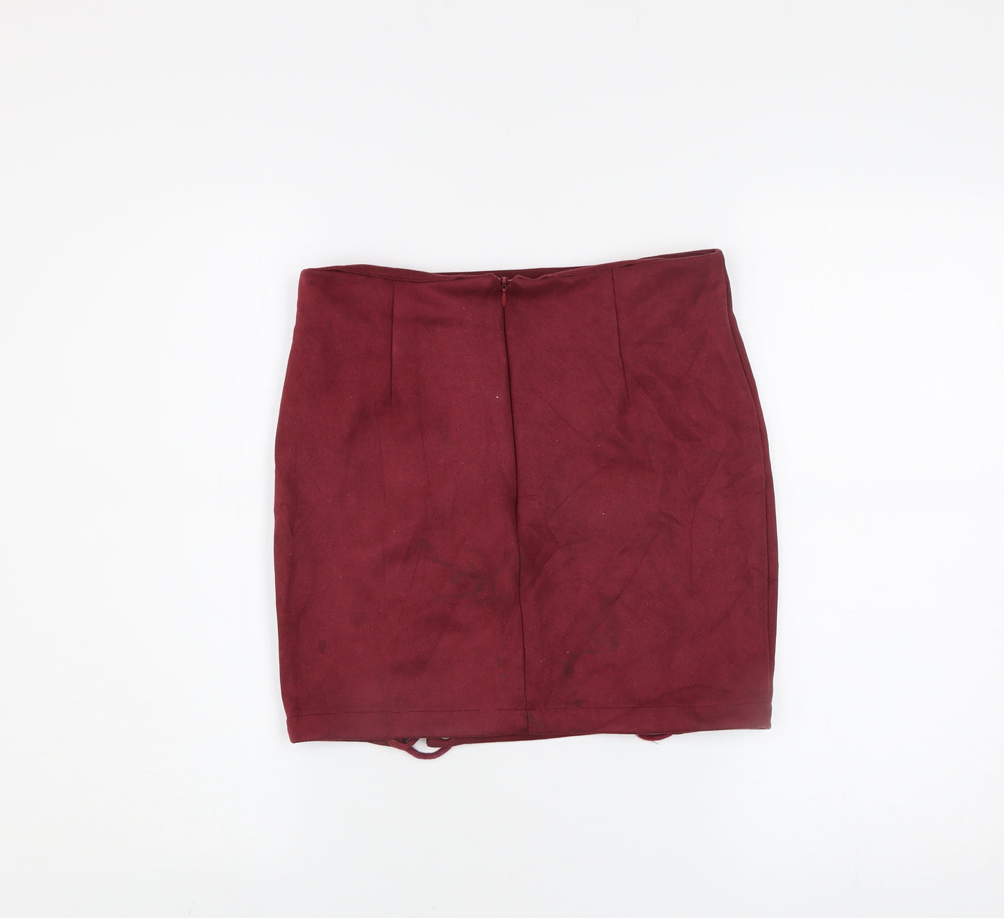 ONLY FASHION Women's Red Lace Up Short Stretch Skirt Size M