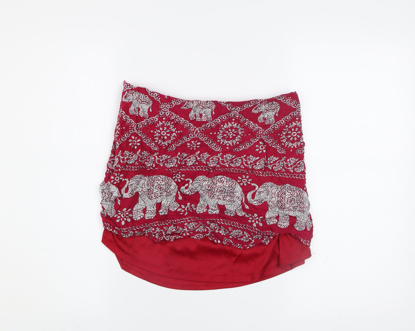 PrettyLittleThing Women’s Red Elephant Print Cotton Mini Skirt Size 12