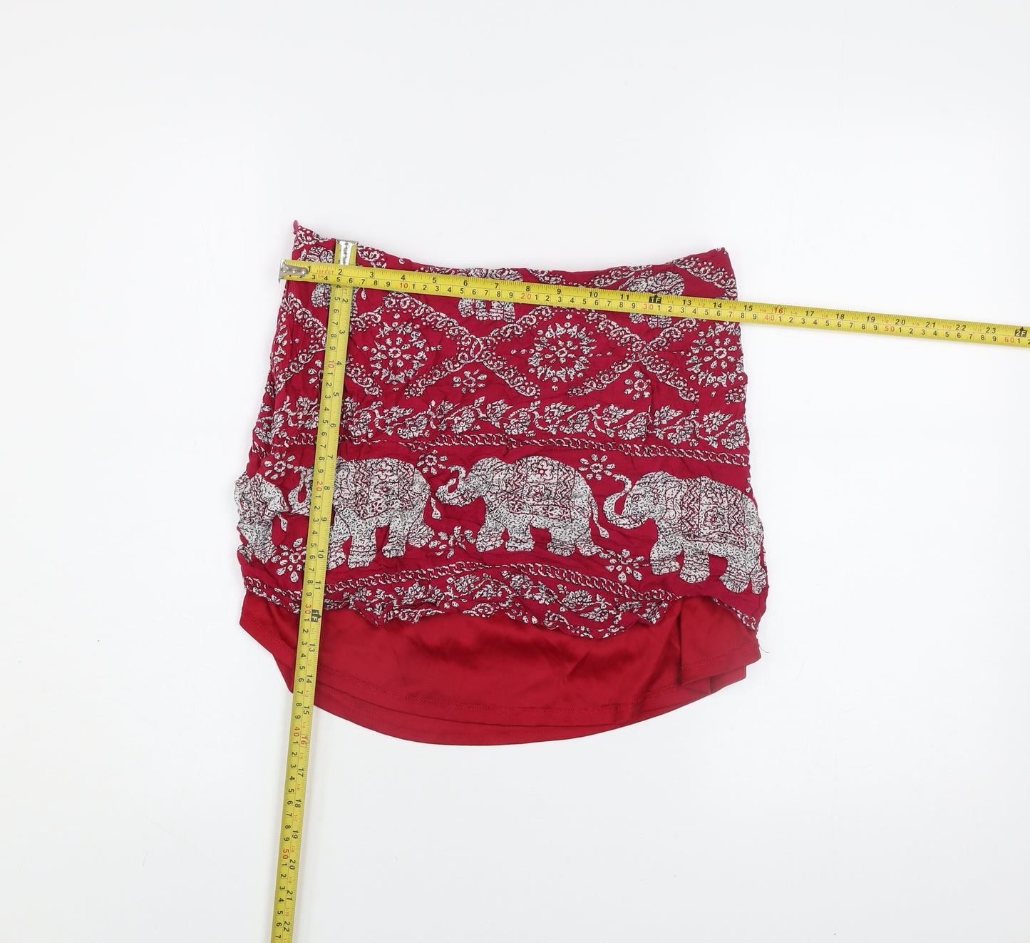 PrettyLittleThing Women’s Red Elephant Print Cotton Mini Skirt Size 12