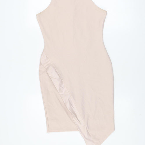 River Island Women Beige Size 8 Sleeveless Bodycon Dress