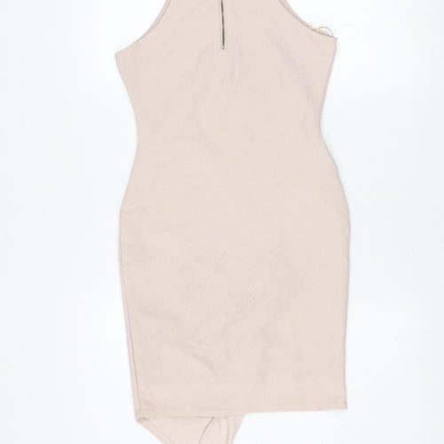 River Island Women Beige Size 8 Sleeveless Bodycon Dress