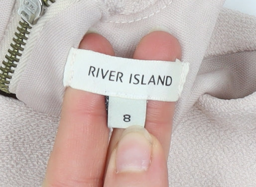 River Island Women Beige Size 8 Sleeveless Bodycon Dress