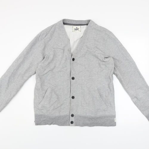 Reigning Champ Men's Grey L Cardigan V-Neck Cotton Knit Jumper