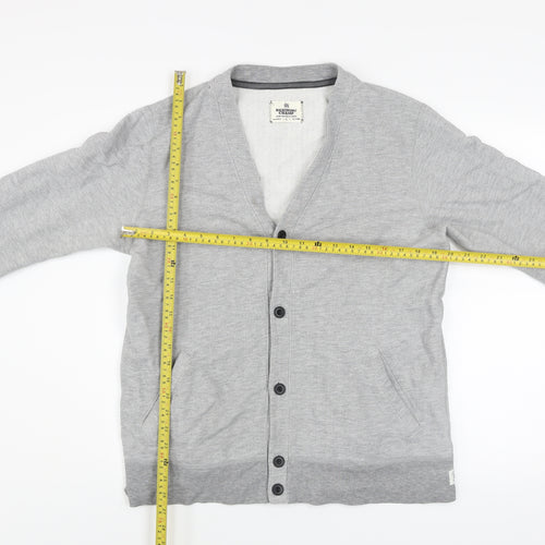 Reigning Champ Men's Grey L Cardigan V-Neck Cotton Knit Jumper