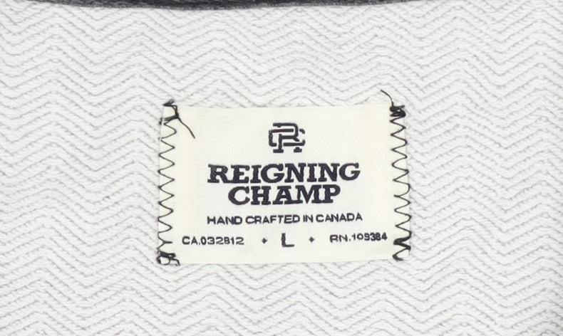 Reigning Champ Men's Grey L Cardigan V-Neck Cotton Knit Jumper