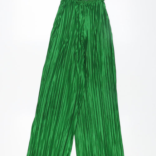 PrettyLittleThing Women’s Green Pleated Wide-Leg Jumpsuit Size UK 8