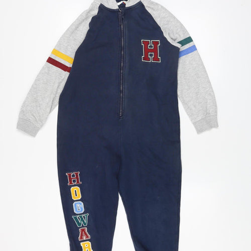 Marks and Spencer Boys Blue Harry Potter Hogwarts Hooded Onesie 8-9 Years