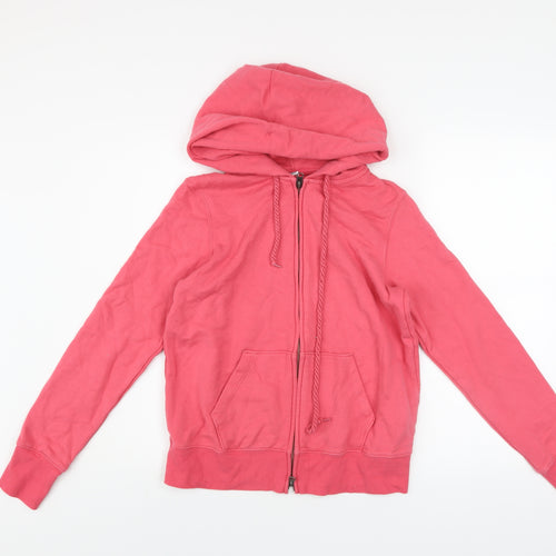 Uniqlo Women Pink Cotton Zip Hoodie Jacket M Lightweight Casual