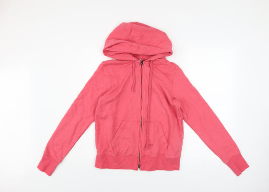 Uniqlo Women Pink Cotton Zip Hoodie Jacket M Lightweight Casual