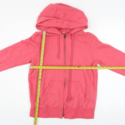 Uniqlo Women Pink Cotton Zip Hoodie Jacket M Lightweight Casual