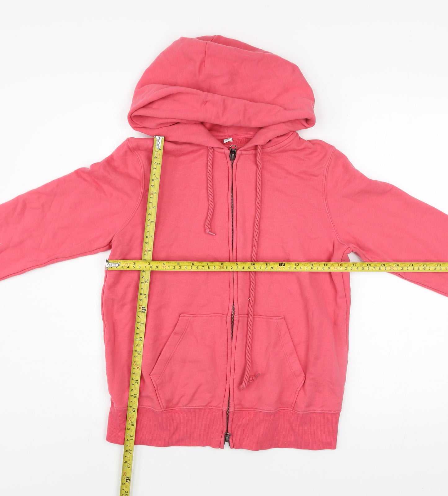 Uniqlo Women Pink Cotton Zip Hoodie Jacket M Lightweight Casual