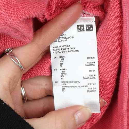 Uniqlo Women Pink Cotton Zip Hoodie Jacket M Lightweight Casual