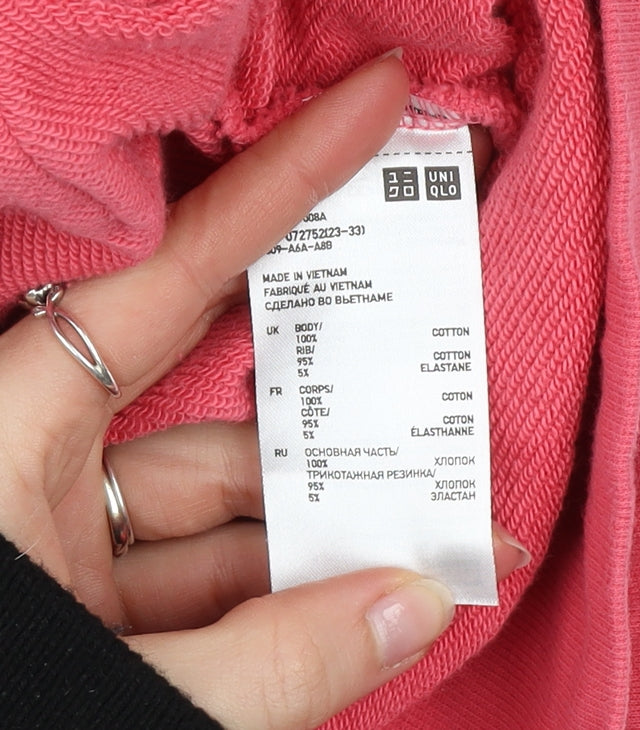 Uniqlo Women Pink Cotton Zip Hoodie Jacket M Lightweight Casual