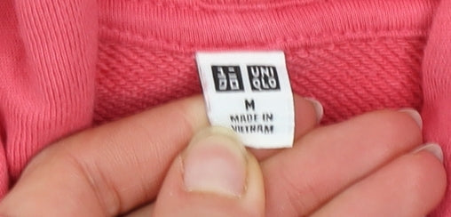 Uniqlo Women Pink Cotton Zip Hoodie Jacket M Lightweight Casual