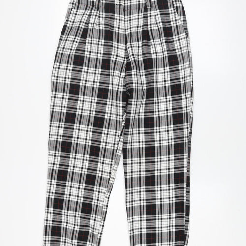 Topshop Women Black Plaid Trousers Size 10 Regular Fit Mid Rise