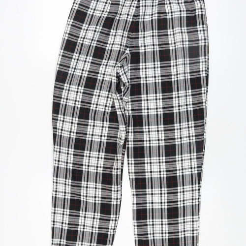 Topshop Women Black Plaid Trousers Size 10 Regular Fit Mid Rise