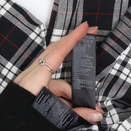 Topshop Women Black Plaid Trousers Size 10 Regular Fit Mid Rise