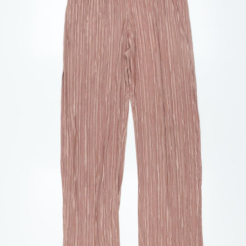PrettyLittleThing Womens Pink Wide-Leg Pleated Trousers Size 12