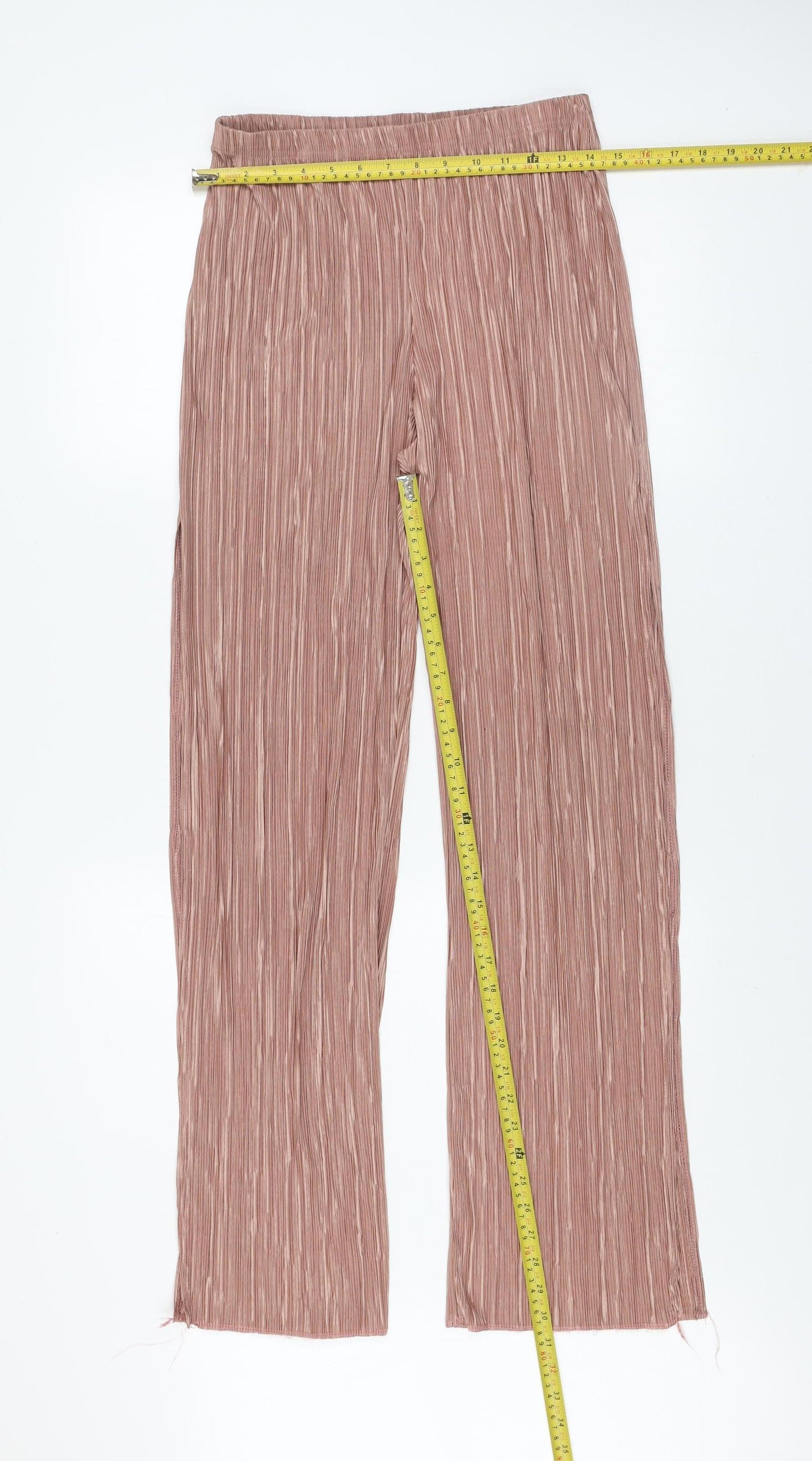 PrettyLittleThing Womens Pink Wide-Leg Pleated Trousers Size 12