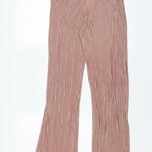 PrettyLittleThing Womens Pink Wide-Leg Pleated Trousers Size 12