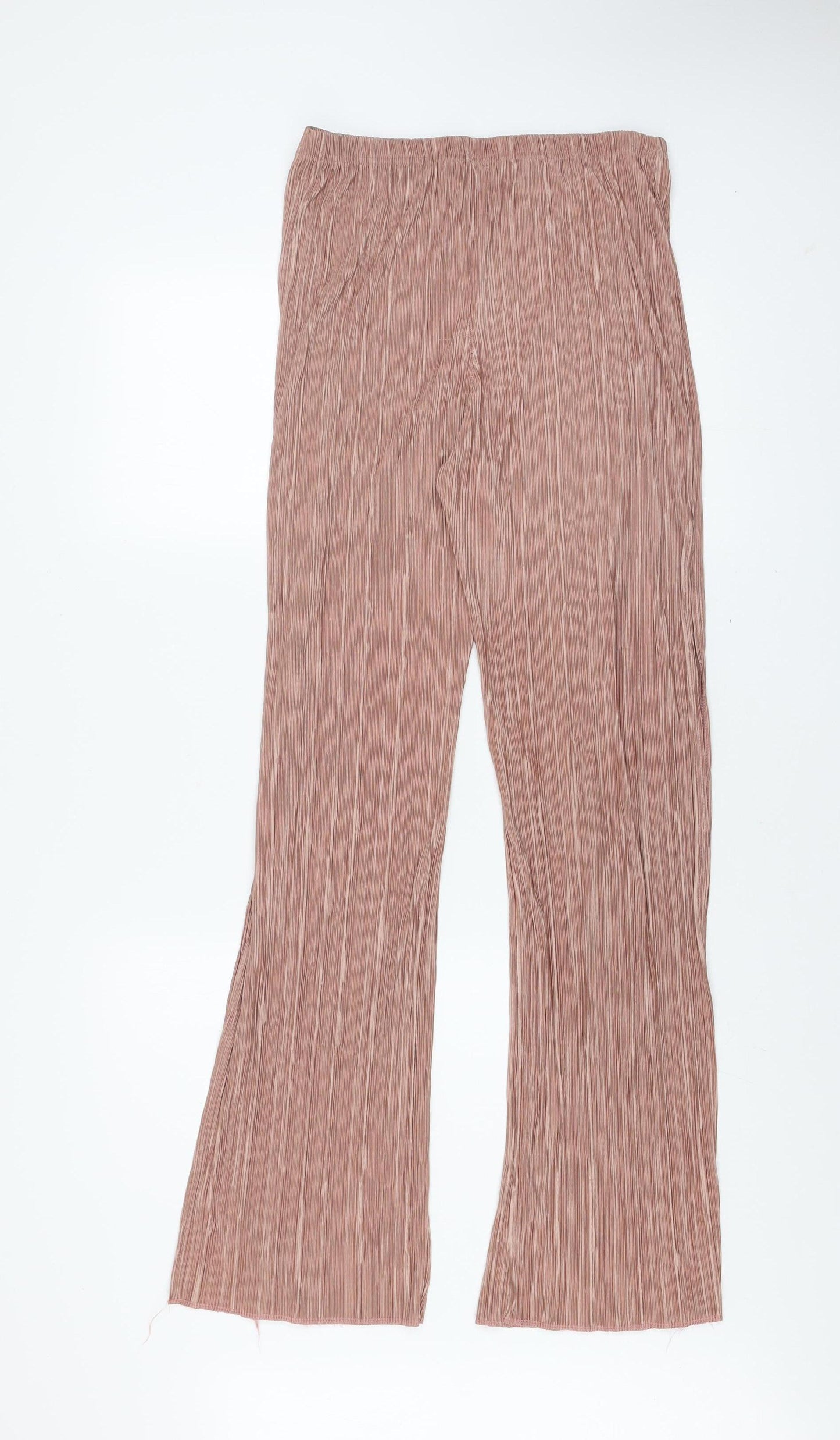 PrettyLittleThing Womens Pink Wide-Leg Pleated Trousers Size 12