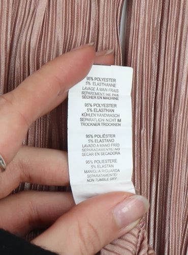 PrettyLittleThing Womens Pink Wide-Leg Pleated Trousers Size 12