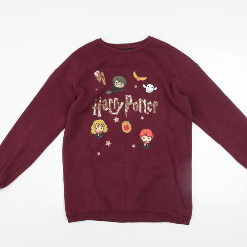 Harry Potter Girls Red Pullover Sweatshirt 12-13 Years Fleece Graphic Print