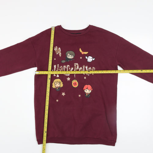 Harry Potter Girls Red Pullover Sweatshirt 12-13 Years Fleece Graphic Print