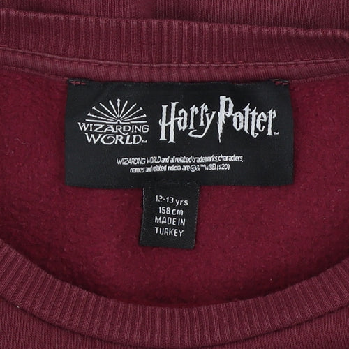 Harry Potter Girls Red Pullover Sweatshirt 12-13 Years Fleece Graphic Print