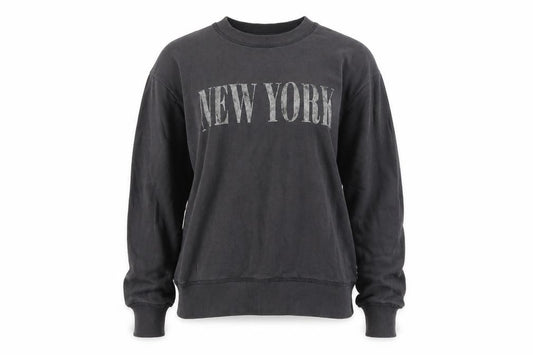 Front view of H&M women’s black new york pullover sweatshirt xs cotton blend