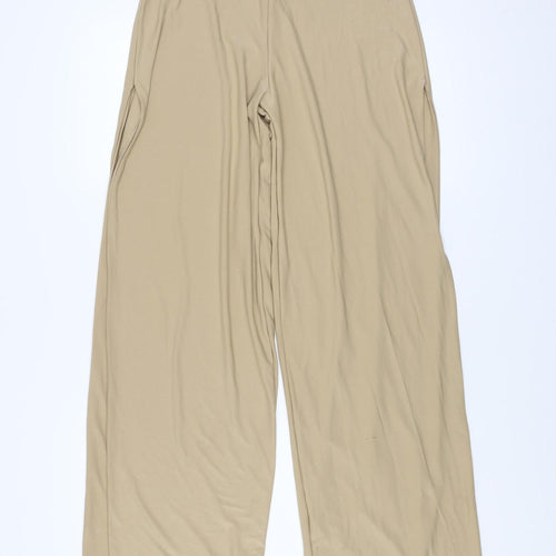 PrettyLittleThing Womens Beige Size 12 Wide-Leg Stretch Trousers