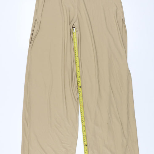 PrettyLittleThing Womens Beige Size 12 Wide-Leg Stretch Trousers