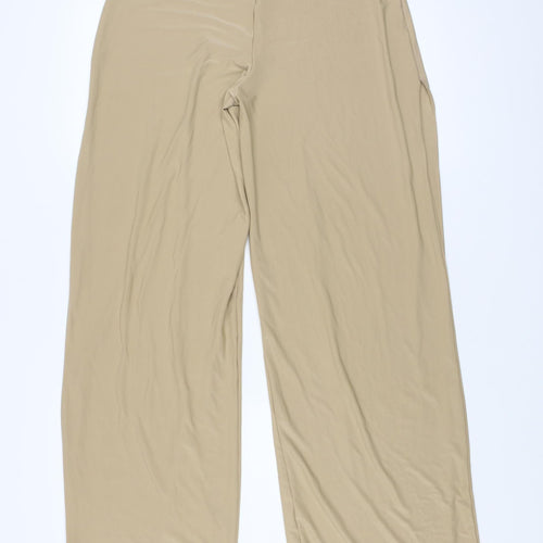 PrettyLittleThing Womens Beige Size 12 Wide-Leg Stretch Trousers