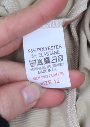 PrettyLittleThing Womens Beige Size 12 Wide-Leg Stretch Trousers
