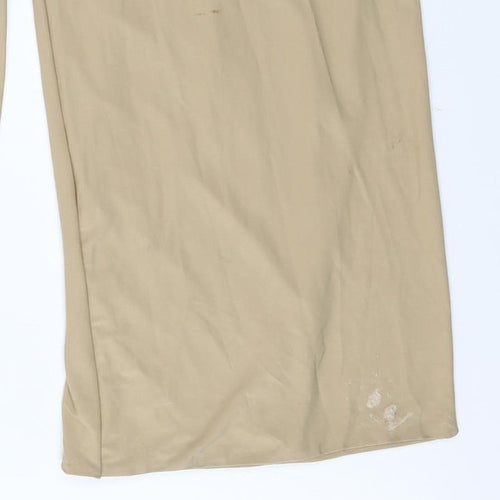 PrettyLittleThing Womens Beige Size 12 Wide-Leg Stretch Trousers