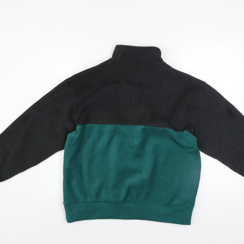 ZARA Boys Black Green 1/4 Zip Fleece Sweatshirt 11-12 Years