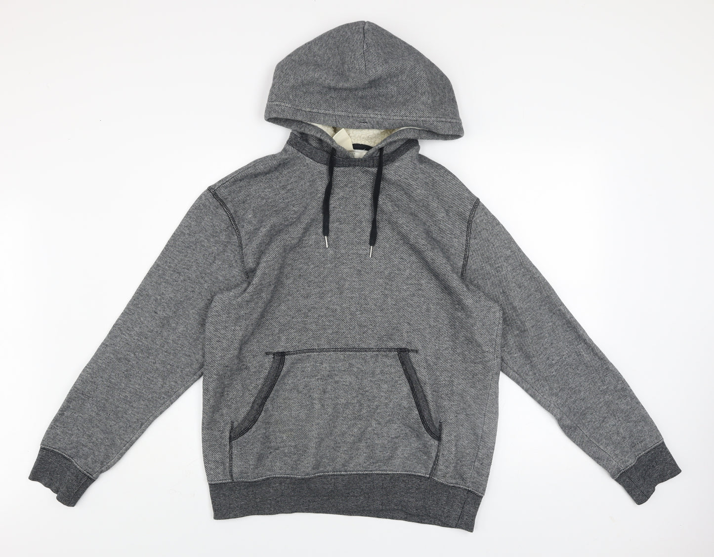 H&M L.O.G.G. Mens Grey Pullover Fleece Hoodie Size M Regular Fit