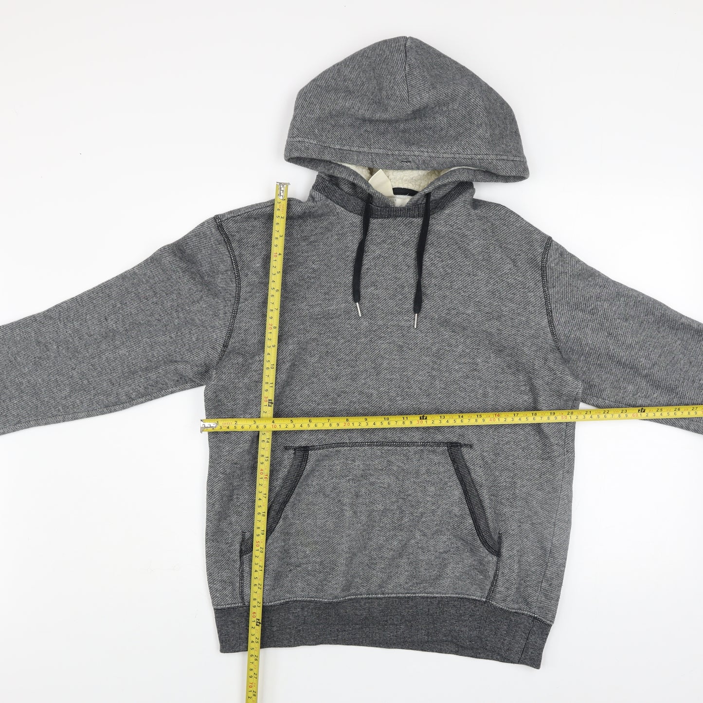 H&M L.O.G.G. Mens Grey Pullover Fleece Hoodie Size M Regular Fit