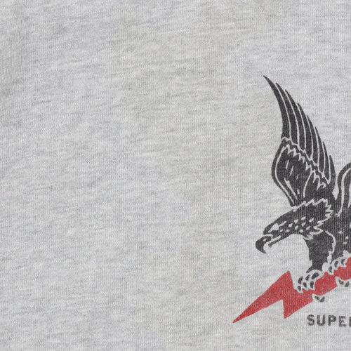 Superdry Womens Grey Hooded Pullover Hoodie UK 6 Eagle Print