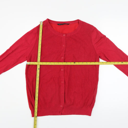 Betty Jackson Black Women's Red Size 14 Crew Neck Cardigan