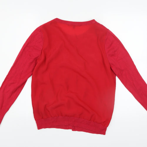 Betty Jackson Black Women's Red Size 14 Crew Neck Cardigan